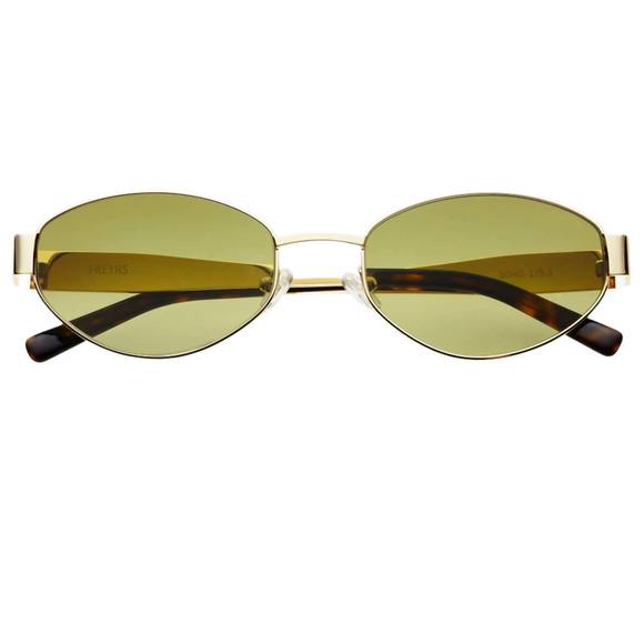 NEW FREYRS EYEWEAR women's soho oval sunglasses in green - Picture 1 of 3